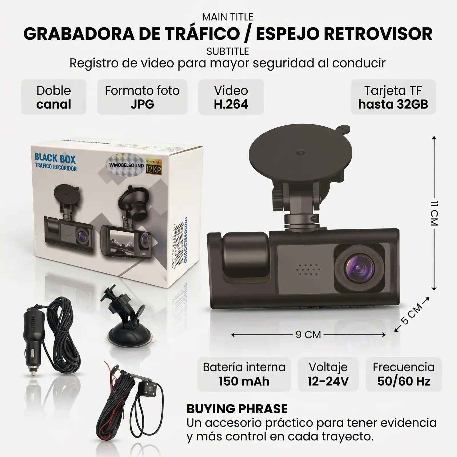 Grabadora de Tráfico / Espejo Retrovisor