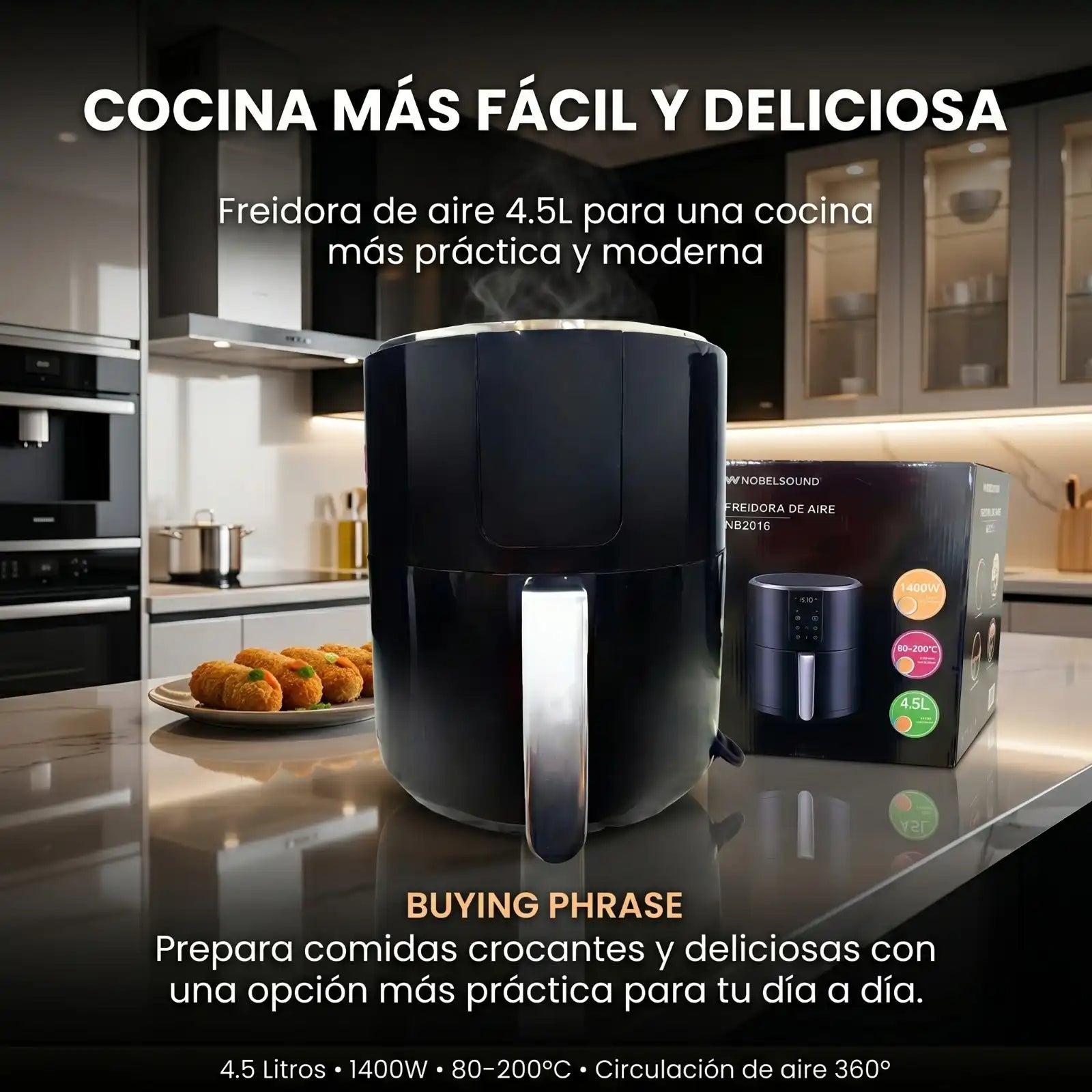 Freidora de Aire Nobelsound 4.5L