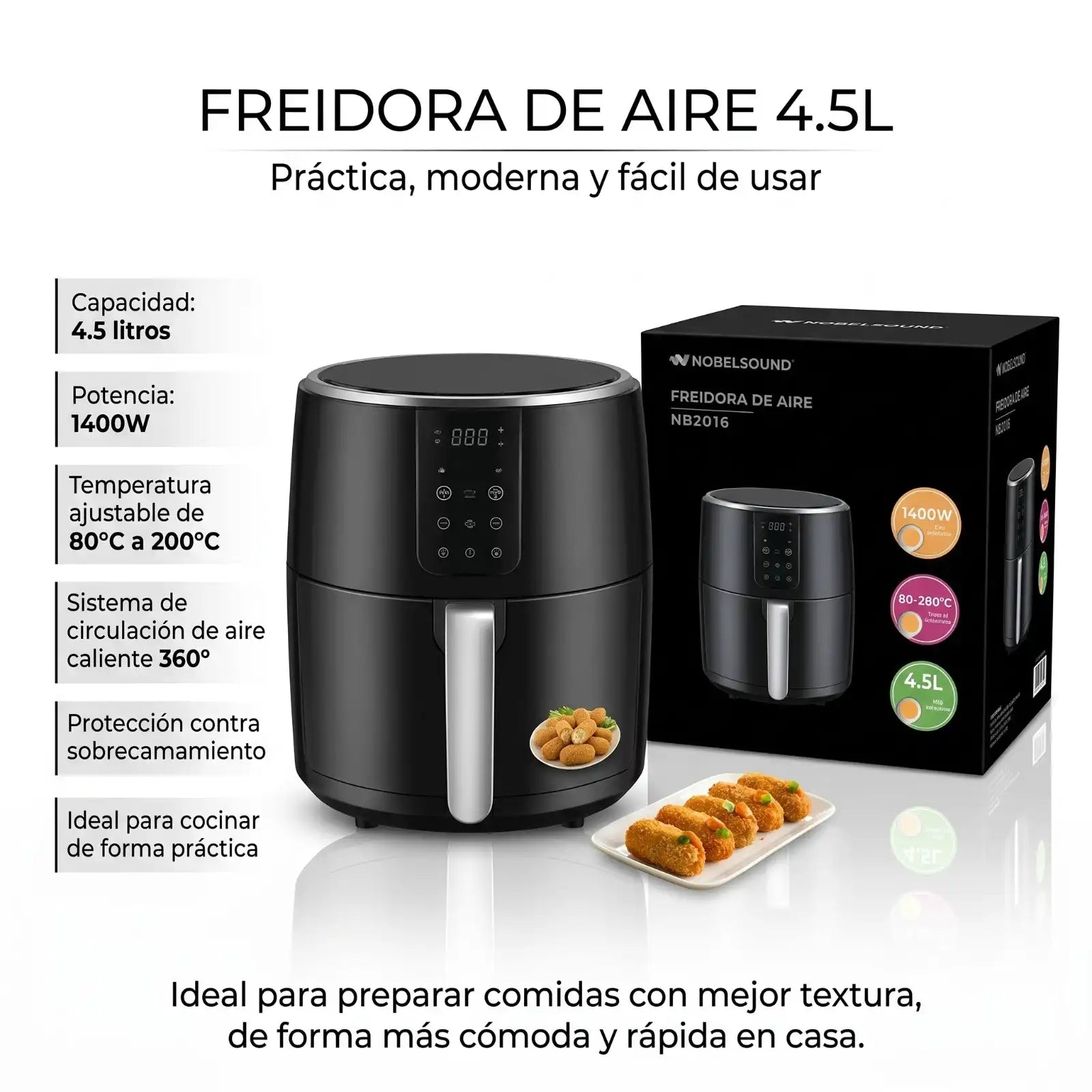 Freidora de Aire Nobelsound 4.5L