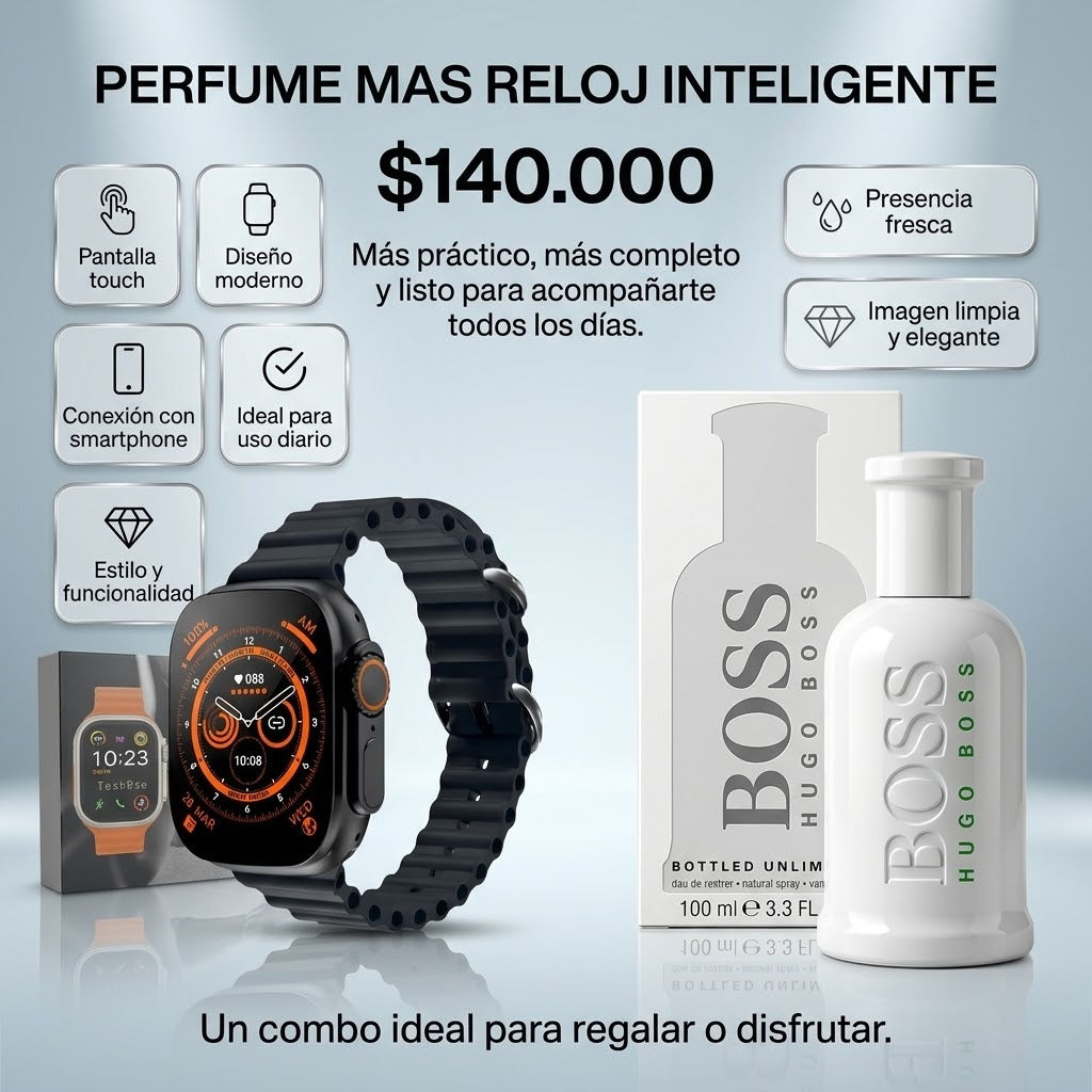 COMBO 12 RELOJ INTELIGENTE MAS PERFUME