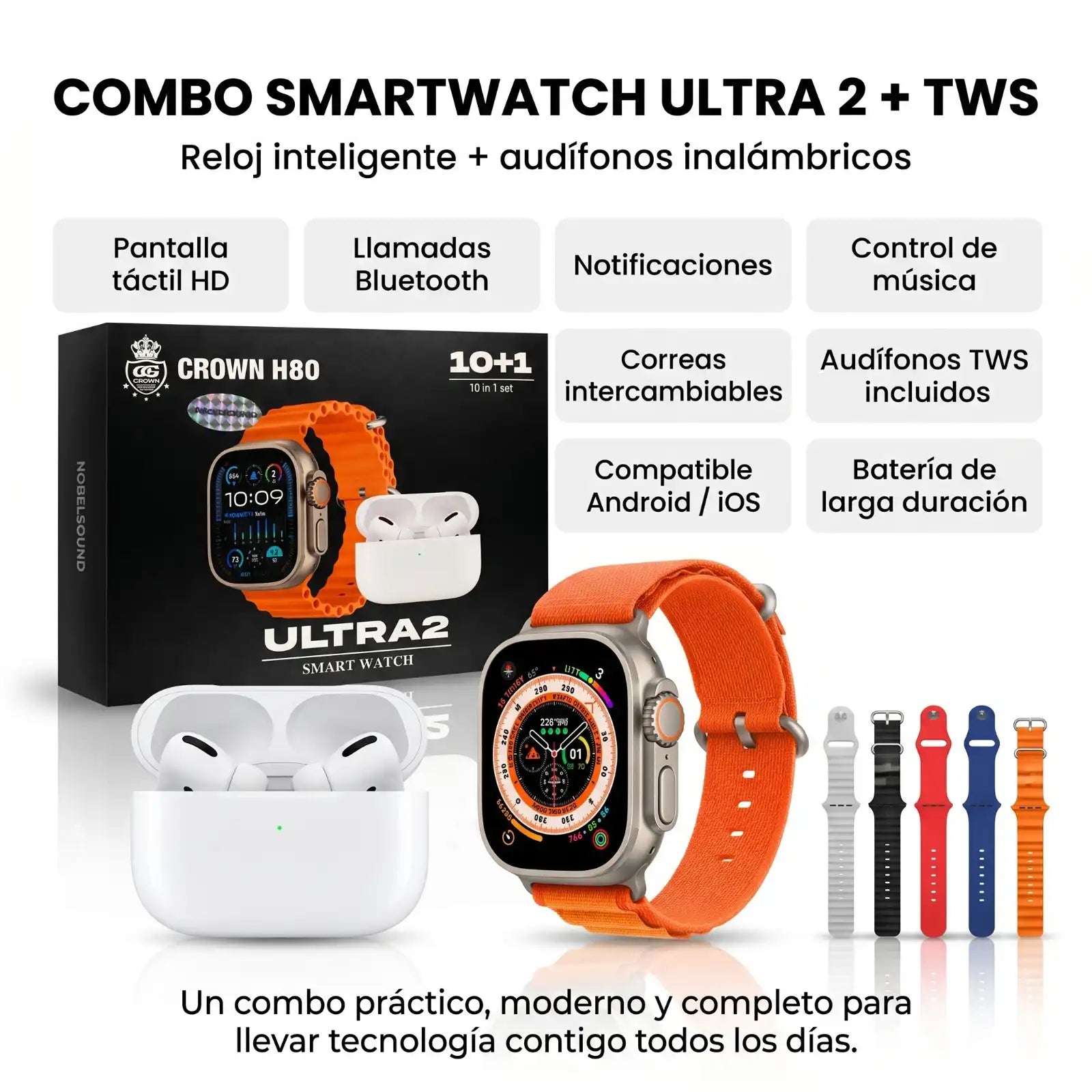 Combo Smartwatch Ultra 2 + Audífonos TWS