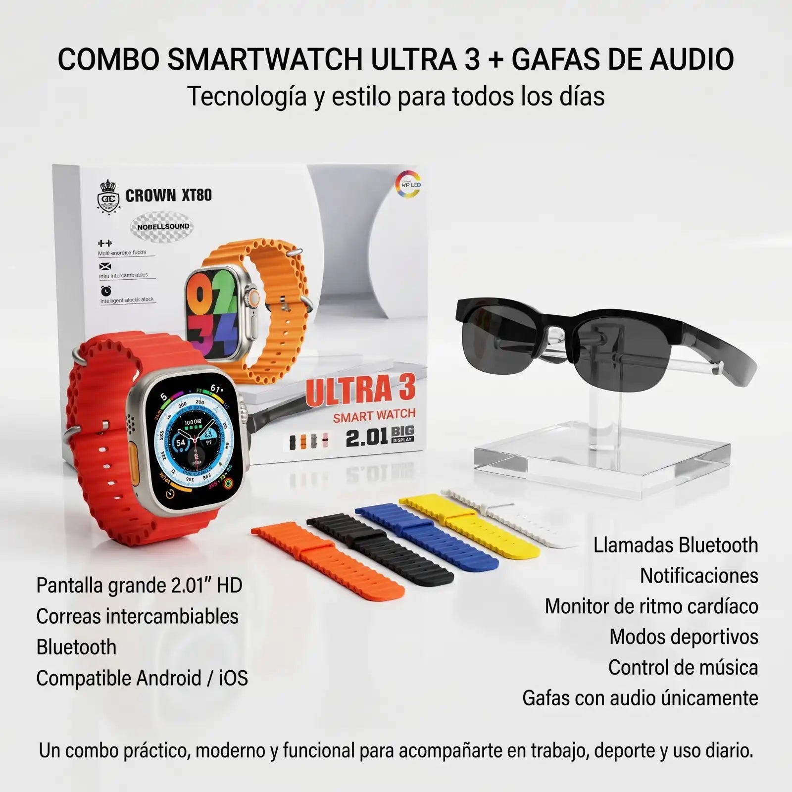 Combo Smartwatch Ultra 3 + Gafas de Audio