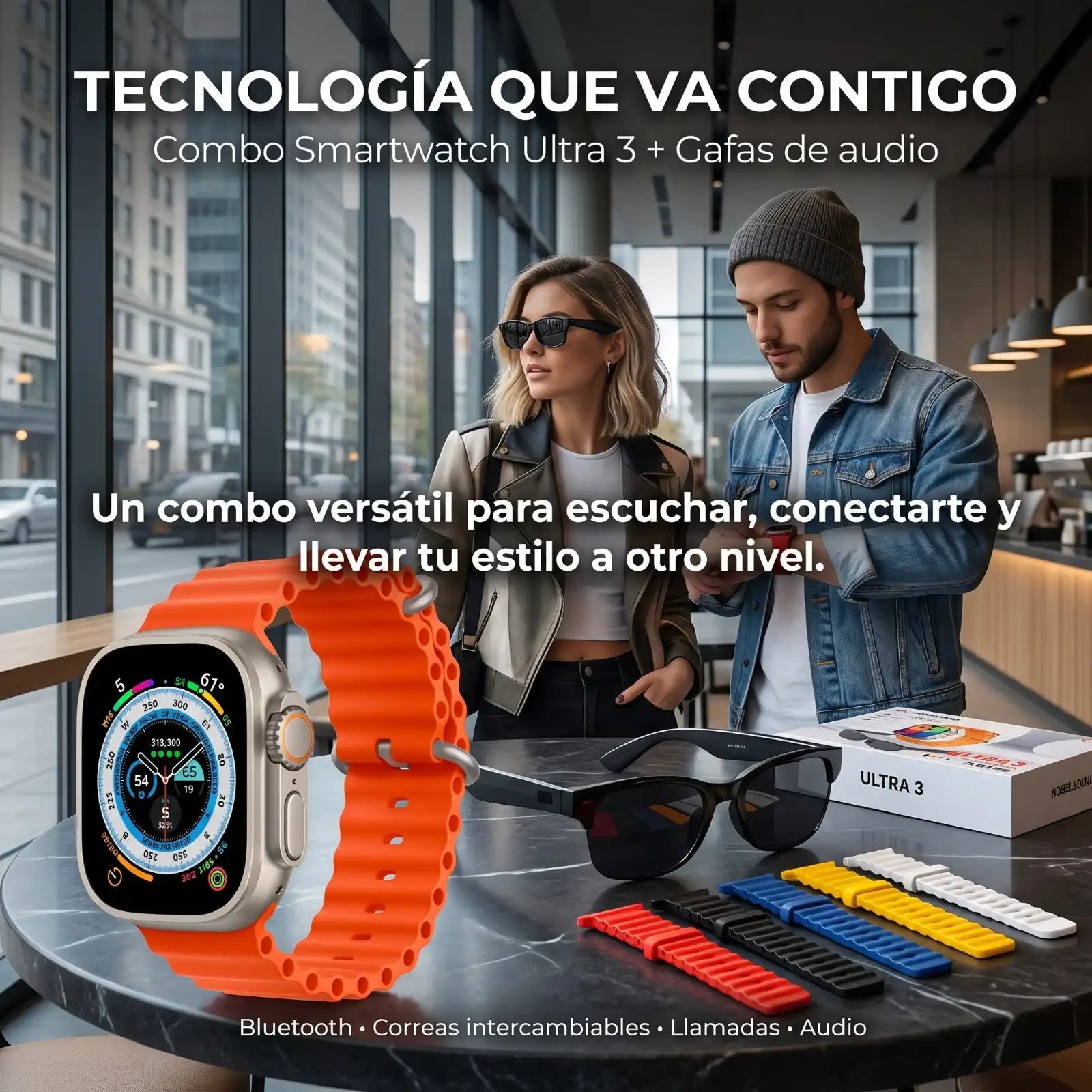 Combo Smartwatch Ultra 3 + Gafas de Audio