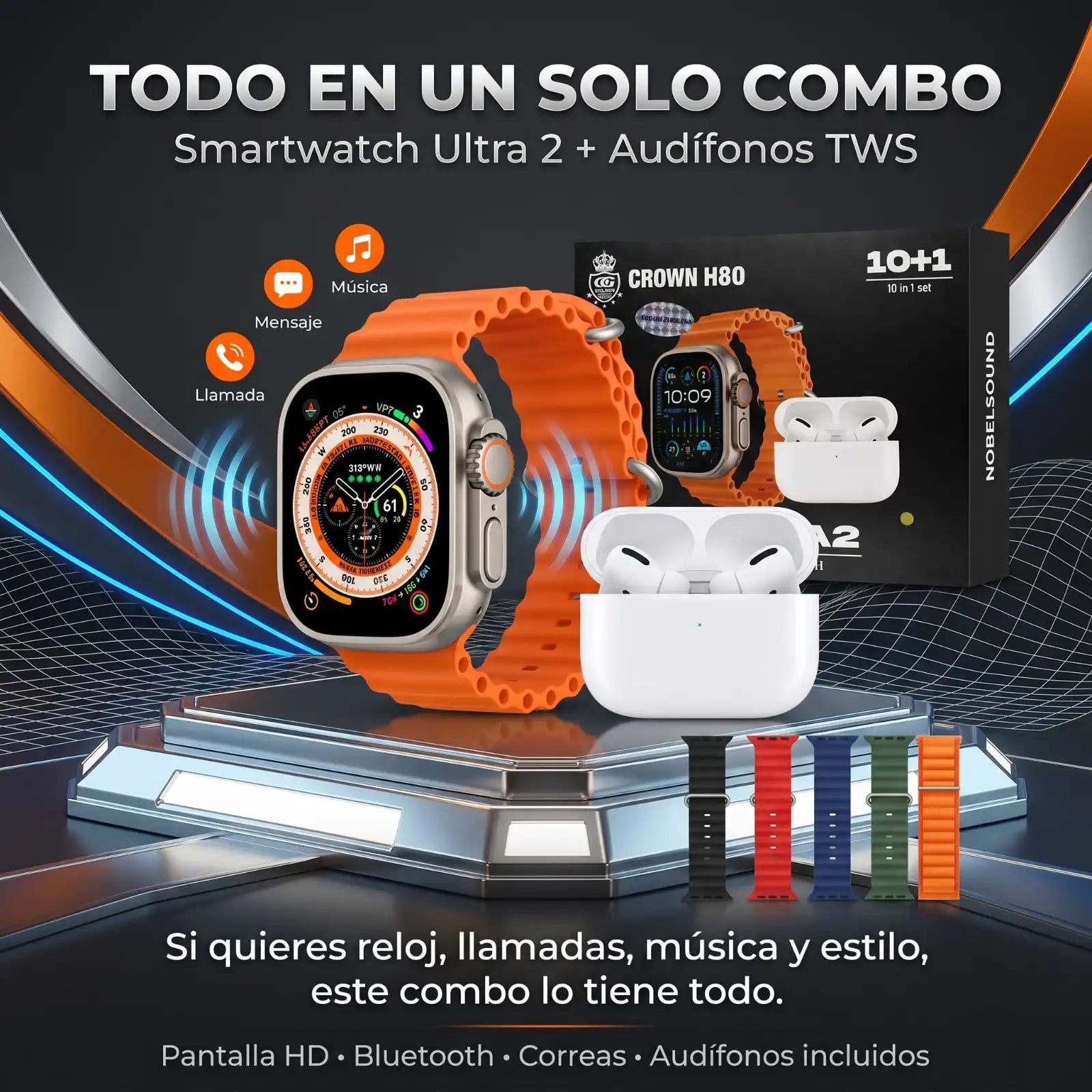 Combo Smartwatch Ultra 2 + Audífonos TWS