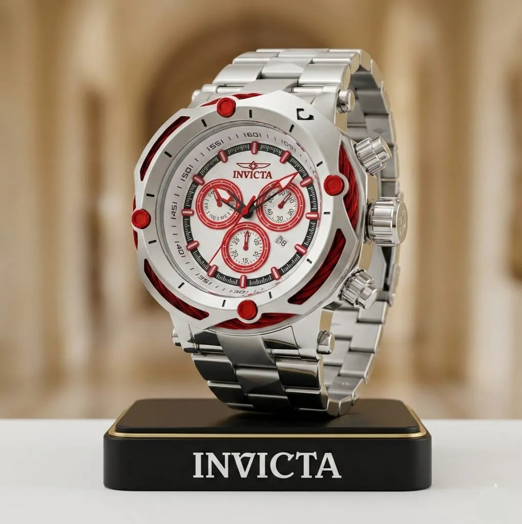 INVICTA SUBAQUA PLLATEADO ROJO  ACERO